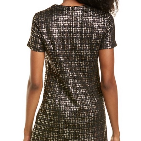 NWT Gold & Black Mini Short Sleeved Sheath Dress Size Medium by Julie Brown - Picture 3 of 13